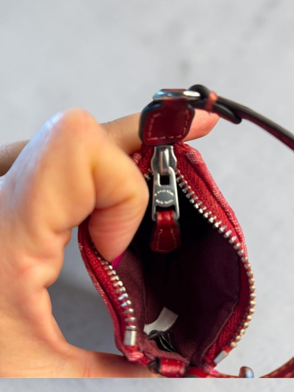 COACH Red Signature Mini Pouch Keychain with Silver Hardware NWT - Picture 5 of 5